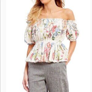 Antonio Melani Kyla Off The Shoulder Floral Print Poplin Blouse